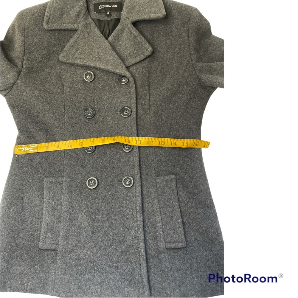 Jones New York Wool Blend Gray pea coat 4 Petite - Picture 11 of 11